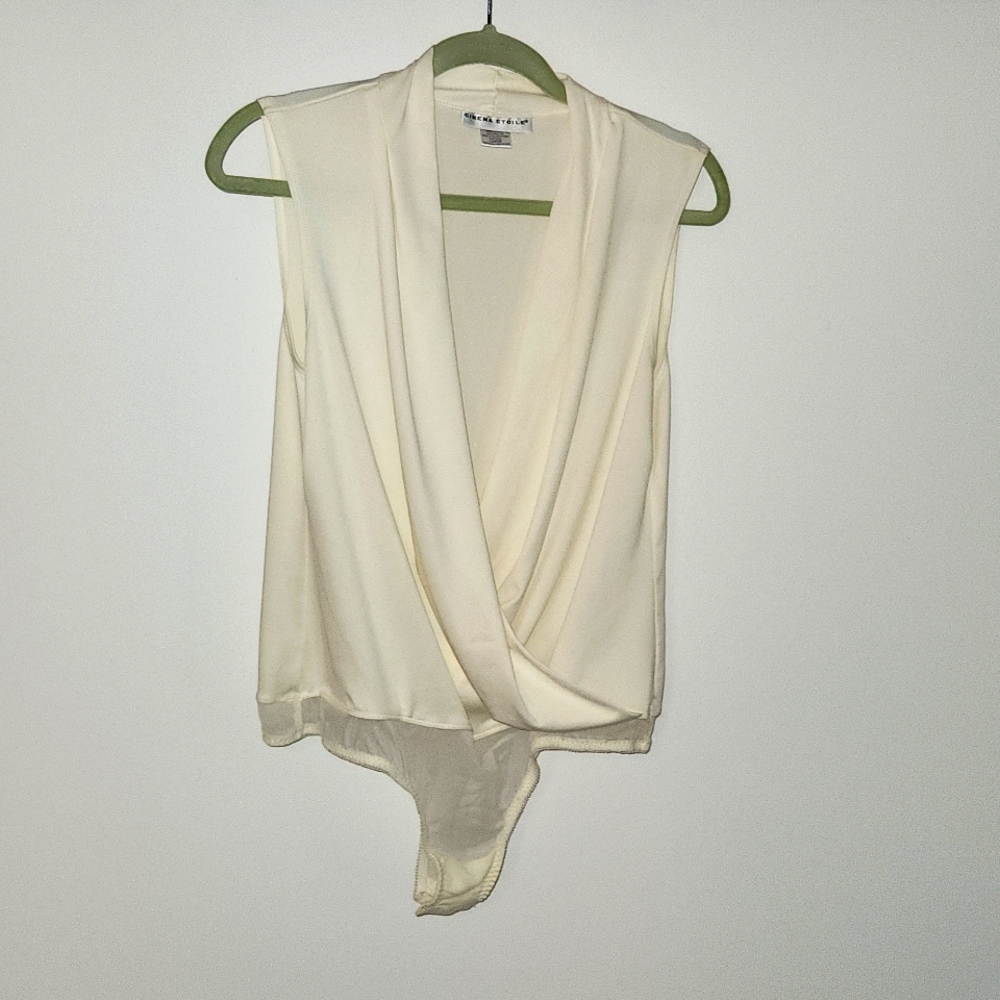 Plunge Y2K Cream thong bodysuit